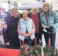  ??  ?? From left at Prestbury Christmas Market: Mary Hindle, Judy McCoskery, Joan Daniels and Lorna Davy from Prestbury Gardening Club