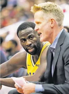  ?? David J. Phillip / Associated Press ?? Green listens to head coach Steve Kerr during the second half. Kerr is optimistic about the team recapturin­g its chemistry.