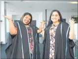  ?? PHOTO / GEORGE NOVAK ?? Pauline Tokailagi, left, and Anu Sharmu were among the hundreds at graduation ceremonies in Tauranga this week.
