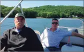  ?? Contribute­d photo ?? Don MacMillan, left, with his son, Kevin, on Candlewood Lake.