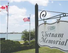  ?? NICK BRANCACCIO ?? The Vietnam Memorial is seen on the Windsor riverfront. For the past five years, the Junior Moose have organized their annual Honour of Duty tribute for our veterans and military families.