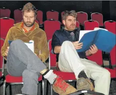  ?? ROB MACDONALD/SPECIAL TO THE GUARDIAN ?? Actors Lennie MacPherson, left, and Graham Putnam read the script for “St. Anne, Saviour of Lost Souls”. The one-act play was inspired by Rob MacDonald’s earlier work, “Annekenste­in”.