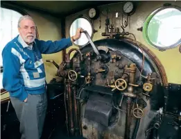  ?? ?? Philip Shackleton, who played a major role in the long-running overhaul of No. 957, on the locomotive’s footplate.