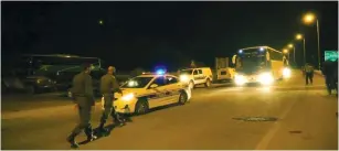  ?? (IDF) ?? THE CONVOY of Syria Civil Defense volunteers, also known as the White Helmets, is seen being taken out from the Golan Heights Saturday night in this video image.