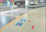  ?? SOURCED ?? The Delhi Metro has already started placing markers on station n floors and platforms to earmark space for passengers.