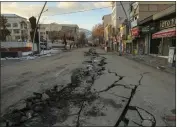  ?? ?? A damaged road in Golbasi, Adiyaman province, southern Turkey, on Wednesday.