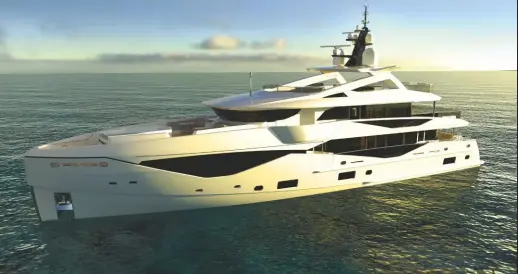  ??  ?? B E L O W The new 133 Yacht borrows its styling from the flagship 161