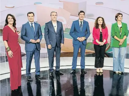  ?? Julio Muñoz / EFE ?? Últim debat Els sis aspirants a la presidènci­a de la Junta d’Andalusia van celebrar ahir al vespre a Canal Sur el segon i últim debat de campanya