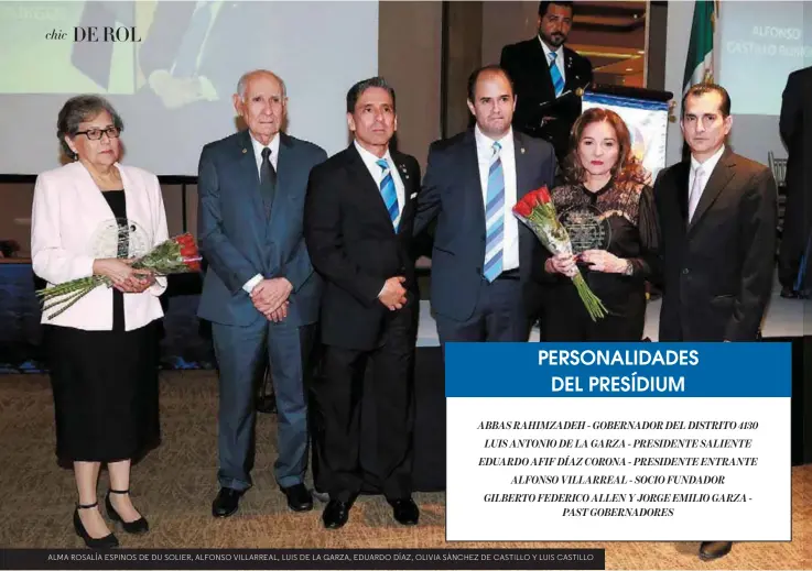  ??  ?? ALMA ROSALÍA ESPINOS DE DU SOLIER, ALFONSO VILLARREAL, LUIS DE LA GARZA, EDUARDO DÍAZ, OLIVIA SÁNCHEZ DE CASTILLO Y LUIS CASTILLO