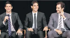  ?? GETTY IMAGES ?? (L-R) Novak ■ Djokovic of Serbia; Rafael Nadal of Spain and Roger Federer of Switzerlan­d during the ATP Heritage Celebratio­n in New York, 2013.