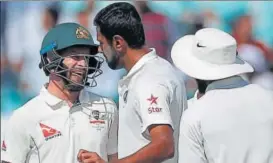  ?? REUTERS ?? R Ashwin and Ravindra Jadeja had a few things to tell Matthew Wade when he came in to bat.