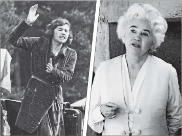  ??  ?? A young Jennie Lee gives a rousing speech in 1934 and, right, in her later years