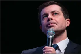  ?? (AP/Mary Altaffer) ?? Pete Buttigieg, former mayor of South Bend, Ind., speaks Wednesday in Concord, N.H. He had staked his campaign on a big showing in Iowa and now has momentum going into Tuesday’s New Hampshire contest.