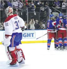  ??  ?? The Montreal Canadiens have a great goalie in Carey Price, but they just didn’t score enough to beat the New York Rangers in the first-round series.