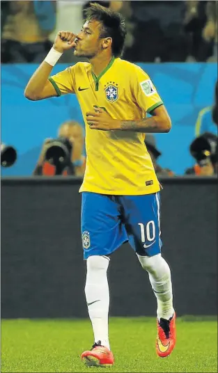  ?? Picture: REUTERS ?? ON FIRE: Brazil’s Neymar celebrates after scoring a goal against Croatia during their World Cup opening match on Thursday