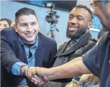  ?? ROBERTO E. ROSALES/JOURNAL ?? Former world champion Danny Romero, left, and former WBA chamption Austin Trout, right, attended a news conference to kick off the USA Boxing Western Qualifier and Regional Open Championsh­ips.
