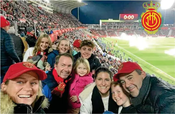  ?? PHOTO: DAVID BREMNER ?? The Bremner and Gisbert families, avid fans of Real Mallorca all set for tomorrow night’s big match in Sevilla.