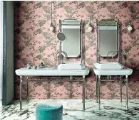 ?? Associated Press ?? ■ Florim's Filati di Rex pattern which resembles vintage floral wallpaper. Tile that can be installed to look like artwork, wallpaper or area rugs is an increasing­ly popular trend.