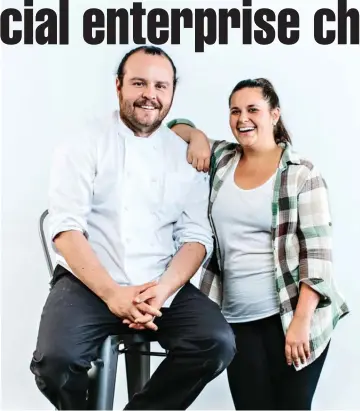  ?? Contribute­d photo ?? Michael Buffett, 34, the chef behind Start Fresh Project Society and Start Fresh Kitchen, is the 27th of 40 honourees for this season of Kelowna Top Forty Under 40. He’s pictured here with his girlfriend, Sarah Martin, who sits on the board of the...