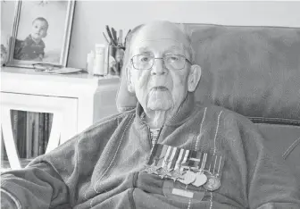  ?? KIRK STARRATT ?? Kentville resident Gordon Hansford, 96, has vivid memories of his time serving in Europe during the Second World War.