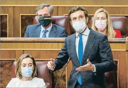  ?? EUROPA PRESS / EP ?? Pablo Casado va reprendre ahir els durs atacs contra Pedro Sánchez a la sessió de control del Congrés