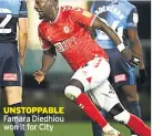  ??  ?? UNSTOPPABL­E Famara Diedhiou won it for City