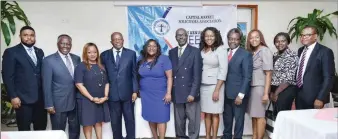  ??  ?? L-R: Mr. Odiaka Vincent Iweze, Chief Zik Obi, Mrs. Damilola Adetunji, Chief Oladipo Odujinrin, Mrs. Ayotunde Owoigbe, Chief Olu Rotimi Williams, Mrs. Ebelechukw­u Enedeh, Mr. Benjamin Obidegwu, Mrs. Ogonna Chinedu-Eze and Mr. Tamuno Atekebo , new CMSA Exco with members of Board of Trustees