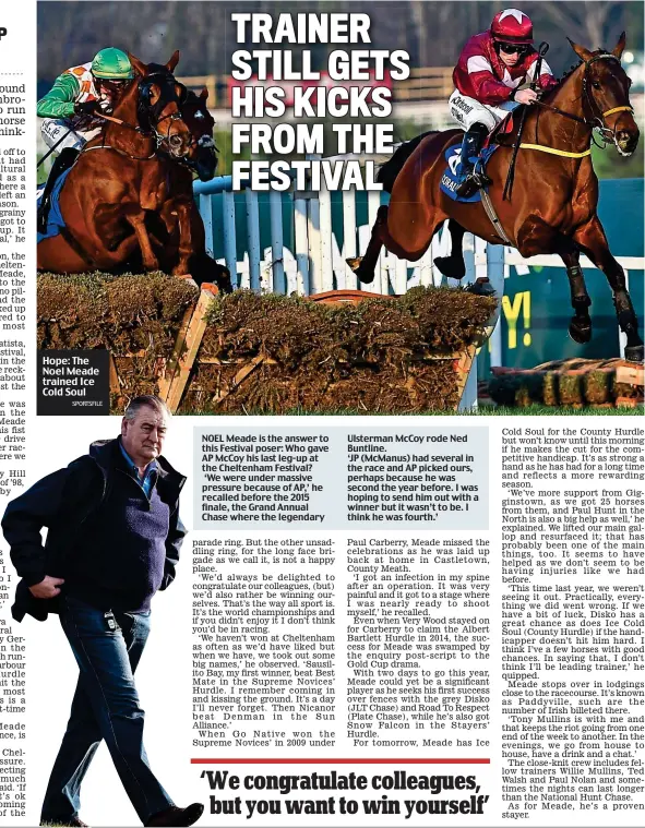  ?? SPORTSFILE ?? Hope: The Noel Meade trained Ice Cold Soul