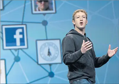  ??  ?? Facebook CEO Mark Zuckerberg delivers a keynote address at a conference in San Francisco in 2010