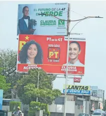  ?? ?? Claudia Sheinbaum, candidata de la coalición Sigamos Haciendo Historia, ha gastado 25.1 millones de pesos en espectacul­ares.