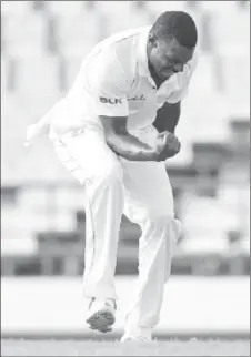  ??  ?? Fast bowler Shannon Gabriel … grabbed four wickets in the final session to stall Bangladesh’s progress.
