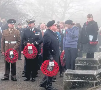  ?? ?? The Remembranc­e Service at Oliver’s Mount.
Oliver’s Mount photos by Richard Ponter