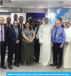  ??  ?? KUWAIT: Dr Ziad Al-Alyan, CEO of Central Circle Company, and the team who delivered the project pose with Dr Ibrahim Wafai, emergency medicine consultant at Jahra ER.