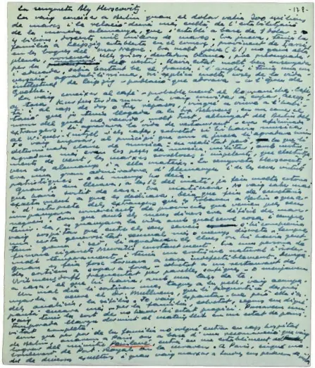  ?? ?? Josep Pla sobre Aly Herscovitz, manuscrit de ‘Notes disperses I’, p. 178 (Fundació Josep Pla).