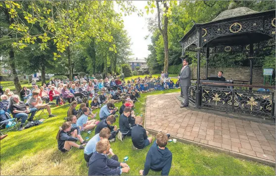  ?? (Photo: Ed Guiry) ?? Local people and school children pictured as part of Ireland’s Summer Opera Festival (31 May - 6 June), with 19 events over 7 days, at a free BVOF open air lunchtime recital in Lismore, Co Waterford in 2022.