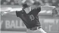  ??  ?? Tigers pitcher Casey Mize delivers during the first inning of a spring training game against the Pirates Tuesday at LECOM Park in Bradenton, Fla.