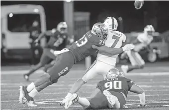  ?? ROJO/USA TODAY SPORTS] [BRETT ?? Tulsa Golden Hurricane linebacker Zaven Collins (23) is projected as a first-round NFL Draft pick.