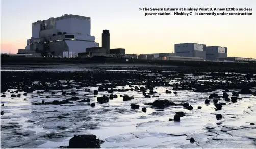  ??  ?? &gt; The Severn Estuary at Hinkley Point B. A new £20bn nuclear power station – Hinkley C – is currently under constructi­on