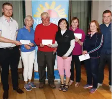  ??  ?? Ruairi O’Connor, Francie White and Paul Logan presenting the award for 3rd place to (l-r), Pauline Langan, Anita Carty, Sheila Clancy and Annette Kearns at the Mark Templeton White Golf Memorial.