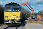  ?? ?? DCRail No.60028 at Chessingto­n with a short test rake of JBA-T wagons on December 10, 2021. Cappagh