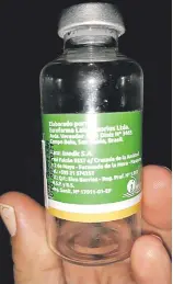  ??  ?? Ampolla de piperacili­na entregada por Imedic al IPS con el logo de Eurofarma (Brasil).