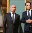  ??  ?? Präsident Putin, Kanzler Kurz: harsche Reaktion aus Wien. Foto: dpa-Archiv
