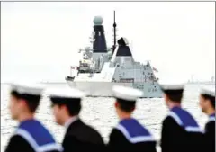  ?? AFP ?? The HMS Defender, seen here off the coast of England in 2019, has been carrying out missions in the Black Sea this month.