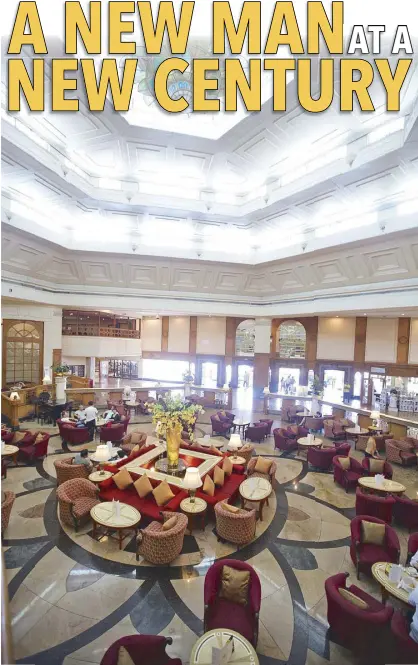  ??  ?? Century Park general manager Anthony Tan (above left). The high ceilinged Atrium Lounge (above) and Tsukiji Japanese restaurant (left).