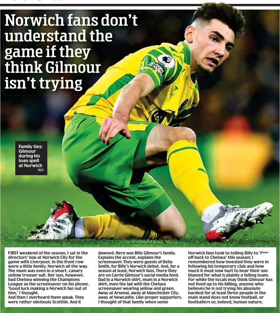  ?? REX ?? Family ties: Gilmour during his loan spell at Norwich