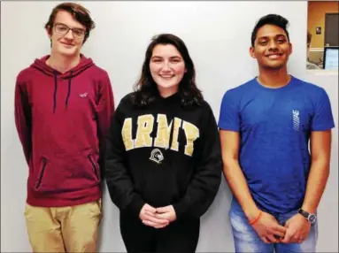  ?? BOB KEELER — DIGITAL FIRST MEDIA ?? Joey Merkel, left Anna Sophie Tinneny and Jayson Badal are three of the Pennridge 225 students. The three also took part in the March 24 Walk for Our Lives in Washington, D.C.