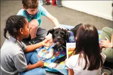  ?? Photo courtesy of SCCS ?? Charles, a licensed reading therapy dog, gives students the confidence to read aloud at Santa Clarita Christian School.