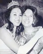  ??  ?? In 1964, Gemma became the first Filipino and Asian to win the Miss Internatio­nal pageant. With her mother Chitang Nakpil. “I’m lucky that my mother would always whisper to me that things don’t last. I wonder if the beauty queens of today have such...