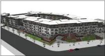  ?? IMAGE FROM PHOENIXILL­E BOROUGH WEBSITE ?? A concept plan for the Steelworks apartments.