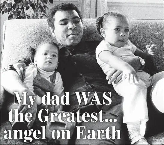  ?? Picture: CREDIT COLON MAKES IT CAPS ?? FAMILY MAN: Muhammad Ali relaxes with his daughters Laila and Hana in a London hotel room in 1978